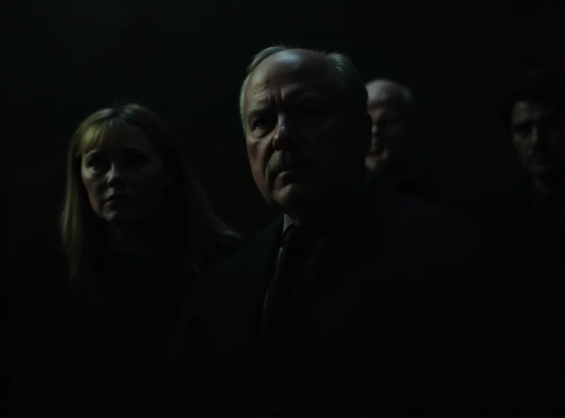 Still from the movie 'The Order' depicting a tense scene with members of a white supremacist group, emphasizing the film's dark and serious tone.