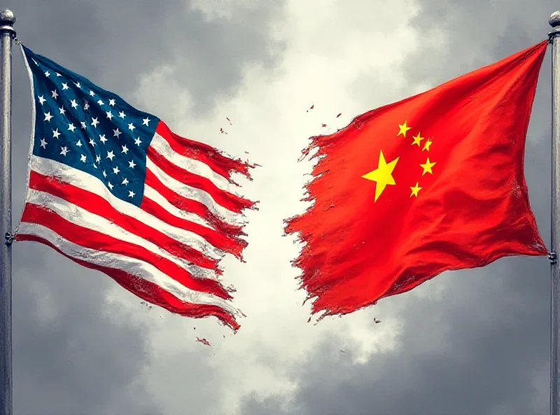 Illustration of US and Chinese flags facing off, symbolizing the trade war.