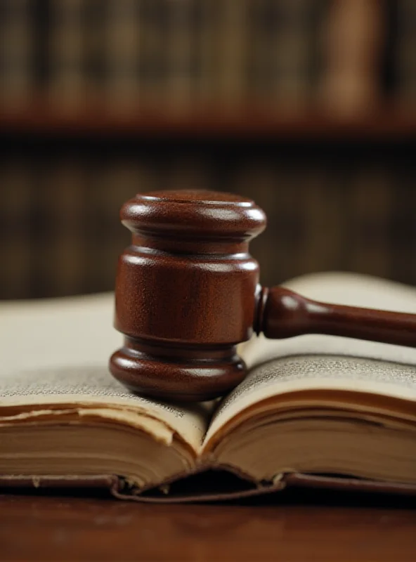 A gavel resting on a law book, symbolizing the legal proceedings against the village head.