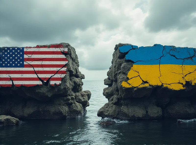 A symbolic image of a broken bridge between the US and Ukraine, representing the reduction in intelligence sharing.