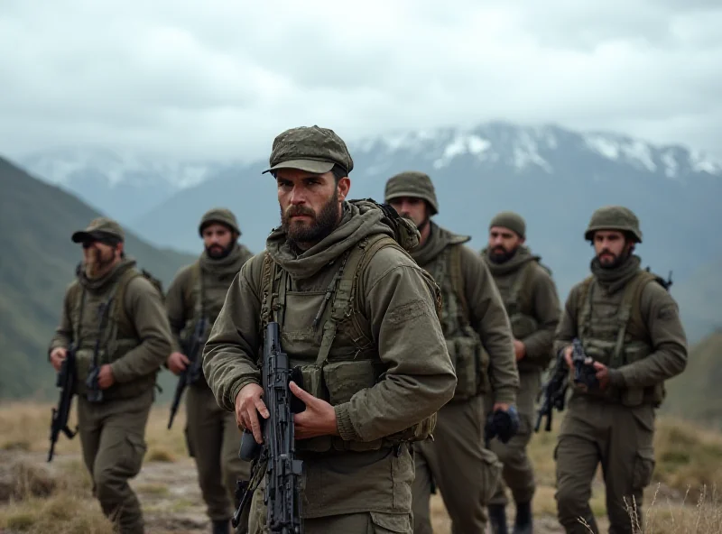 Image of Kurdish fighters in the mountains.