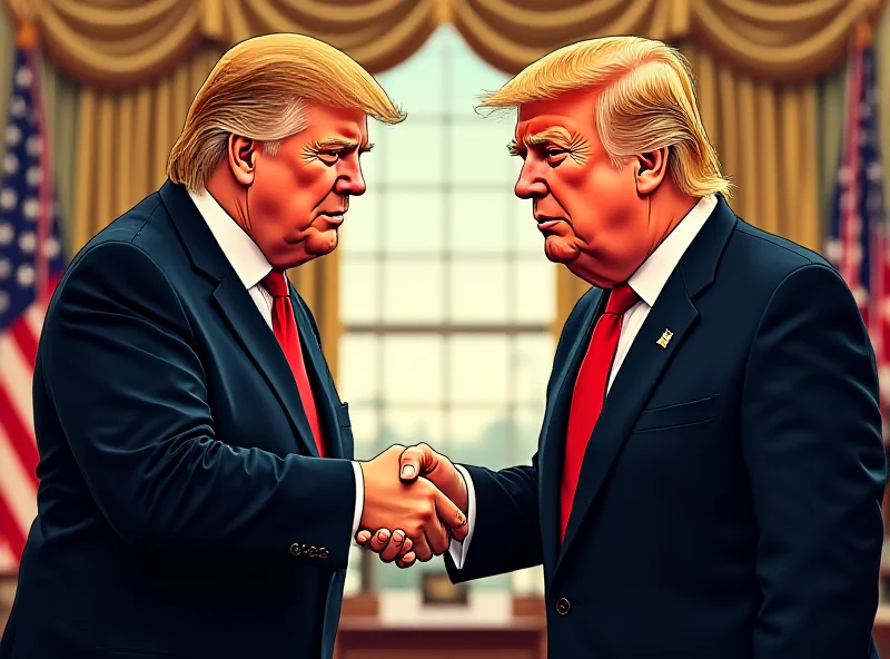 Illustration of Keir Starmer and Donald Trump shaking hands in the Oval Office