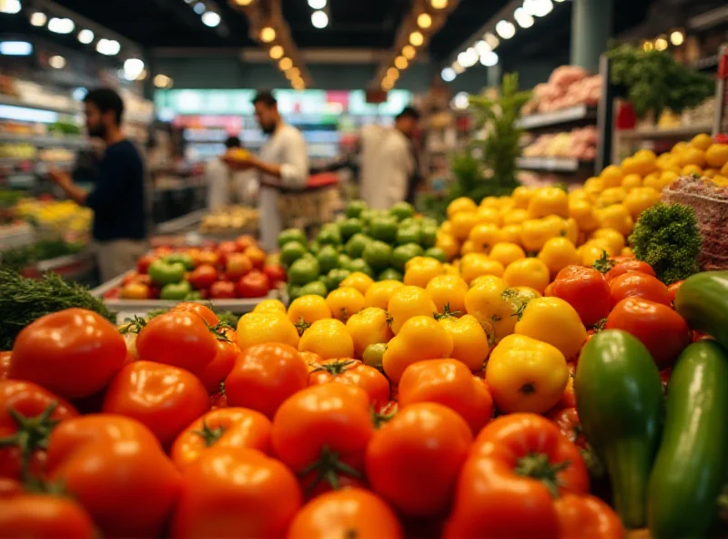 A diverse selection of fresh produce displayed at a grocery store.