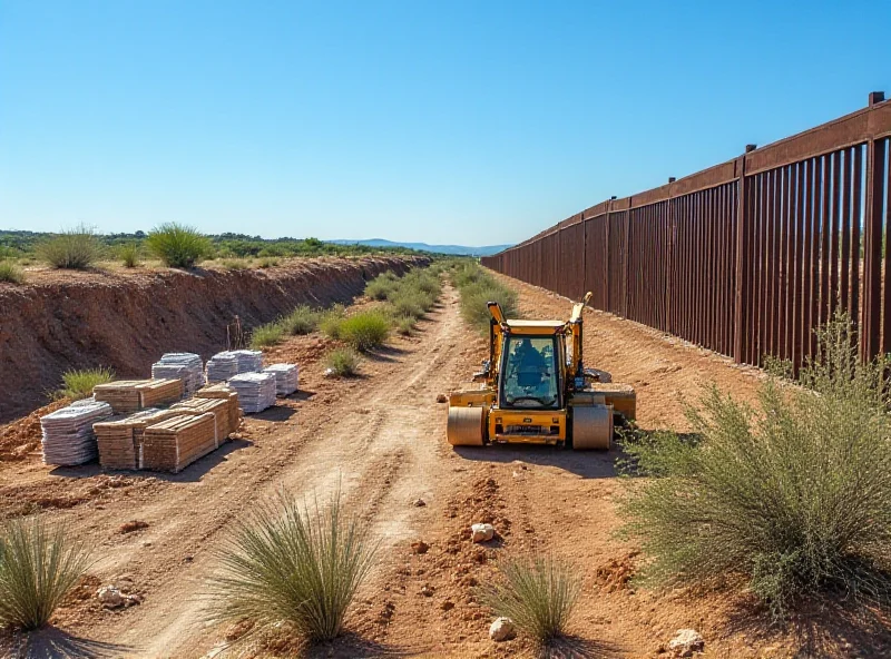 Image of the border wall construction in Texas.