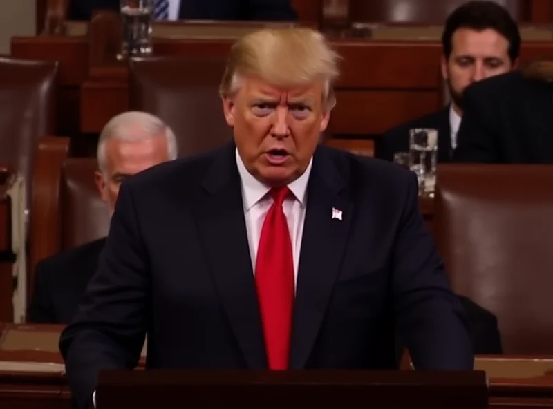 Image of Donald Trump speaking at a podium during a joint session of Congress.