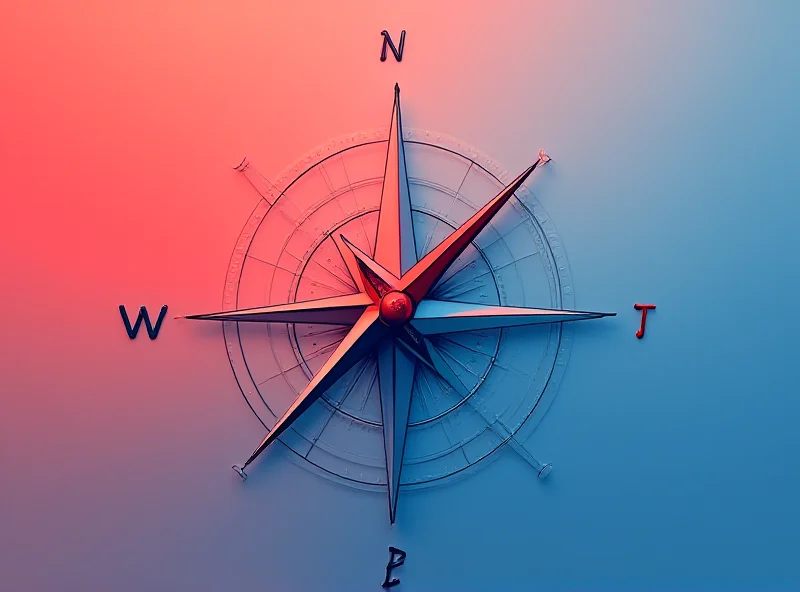 Illustration of a political compass with an arrow pointing towards the right, indicating the rise of right-wing movements.