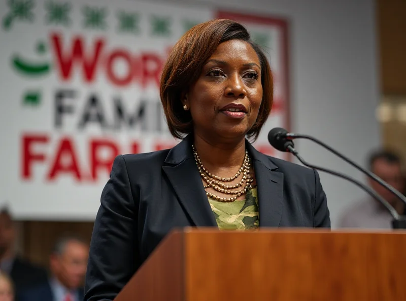 Lateefah Simon speaking at a podium with a determined expression.