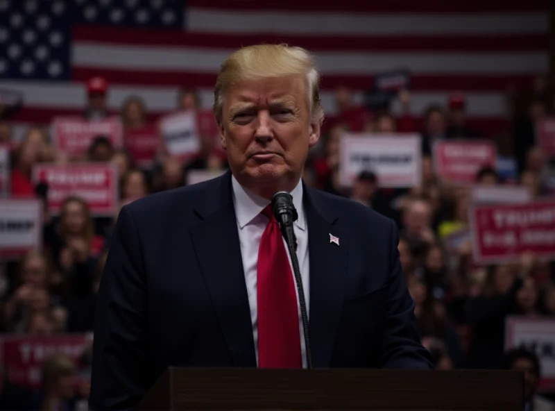 Donald Trump speaking at a rally, gesturing emphatically.