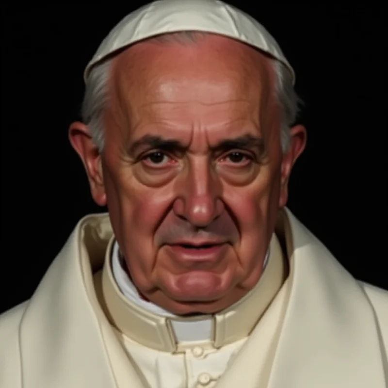 Close-up of Pope Francis's face, showing concern but also determination