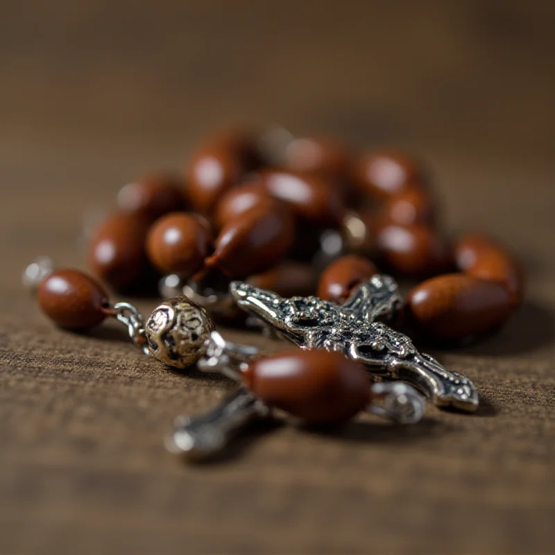 A rosary with a crucifix.