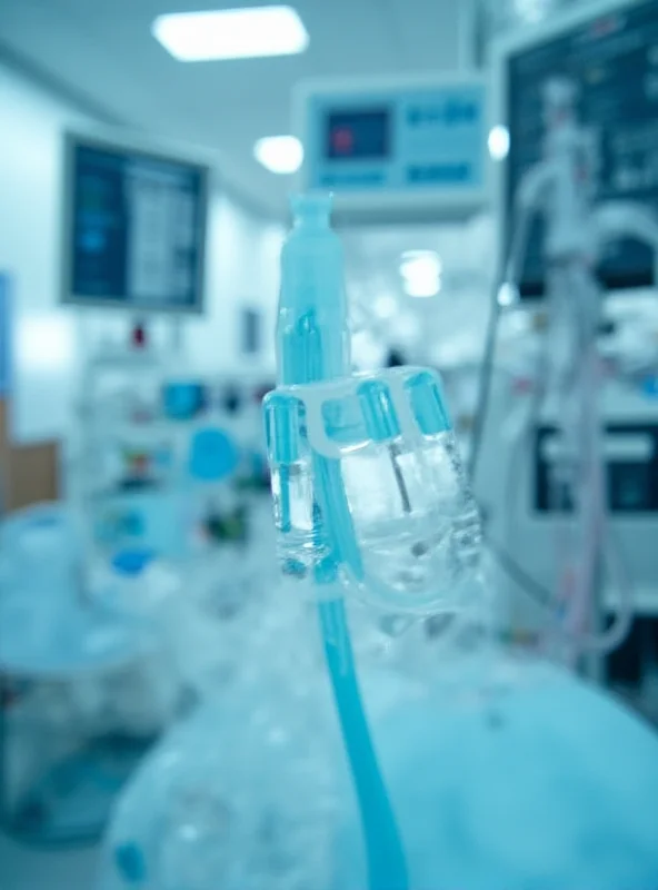 Medical equipment used for respiratory ventilation in a hospital setting.