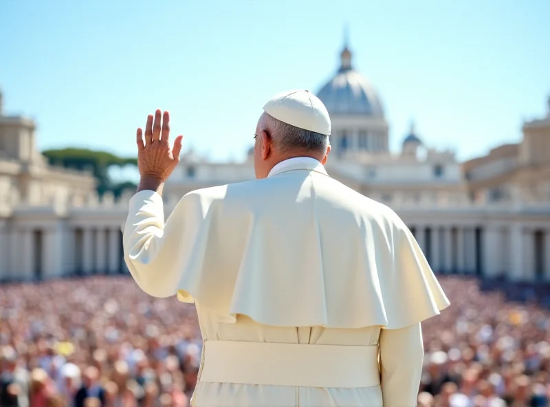 Image of Pope Francis waving to a crowd.