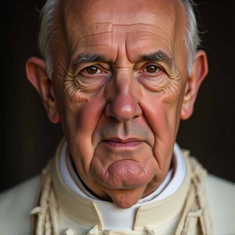 A close-up of Pope Francis's face.