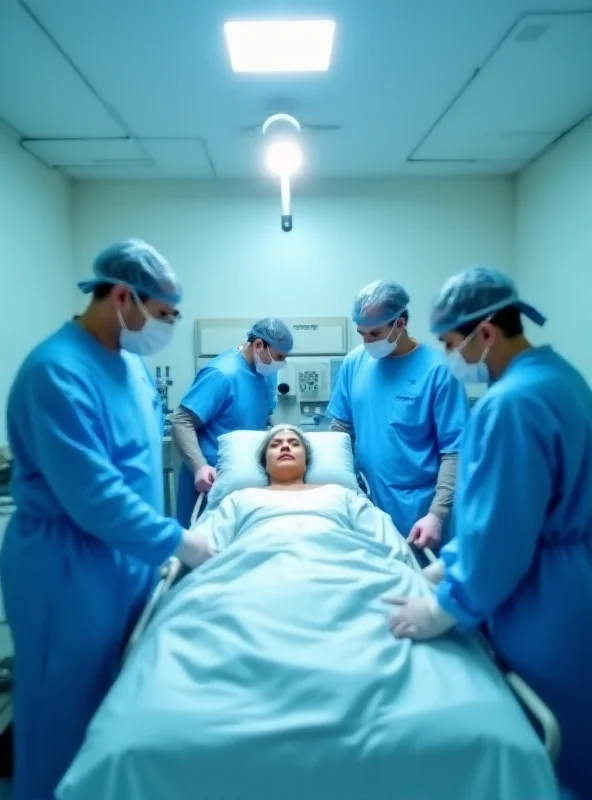 A medical team in a hospital room