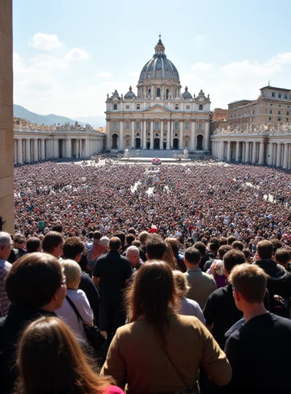 Crowd of people gathered in St. Peter's Square, Vatican City