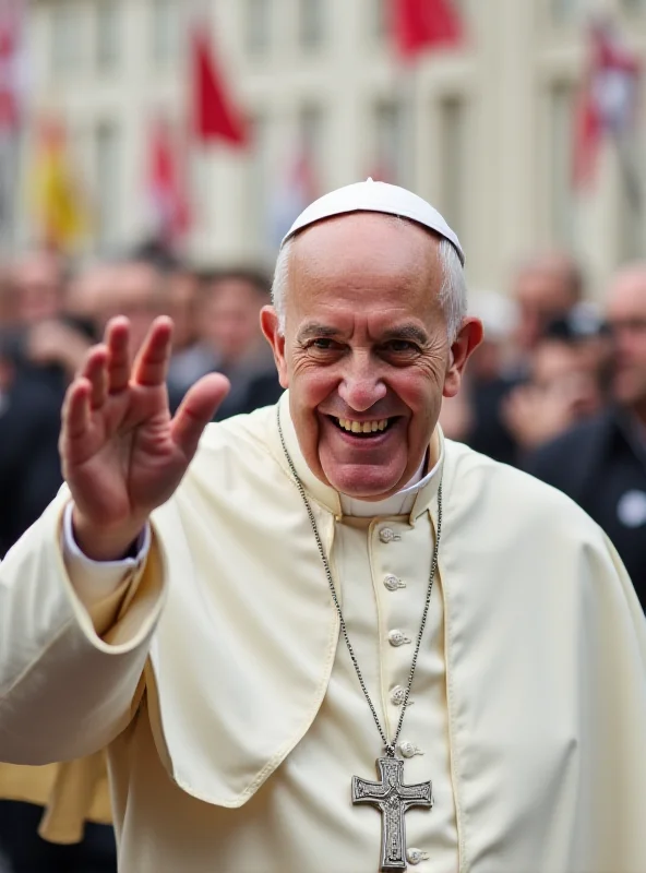 Close-up of Pope Francis waving