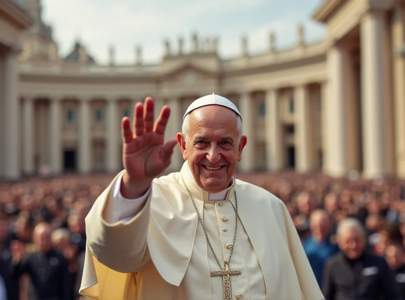 Pope Francis waving to a crowd