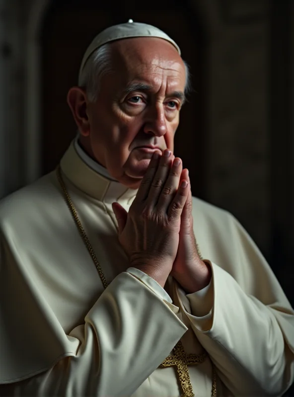 Pope Francis praying in the Vatican.