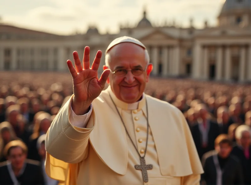 Pope Francis waving to a crowd