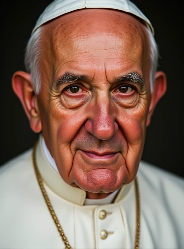 Close-up of Pope Francis's face, looking peaceful and serene.