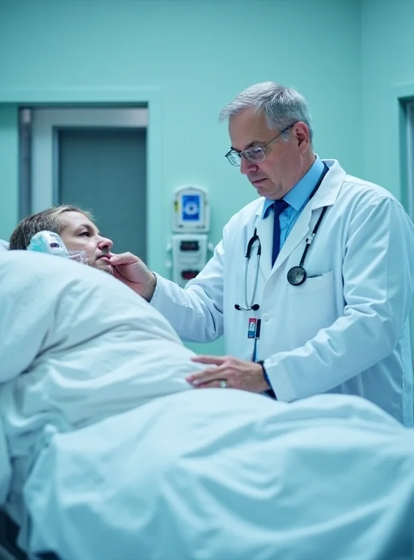 A doctor checking on a patient in a hospital bed