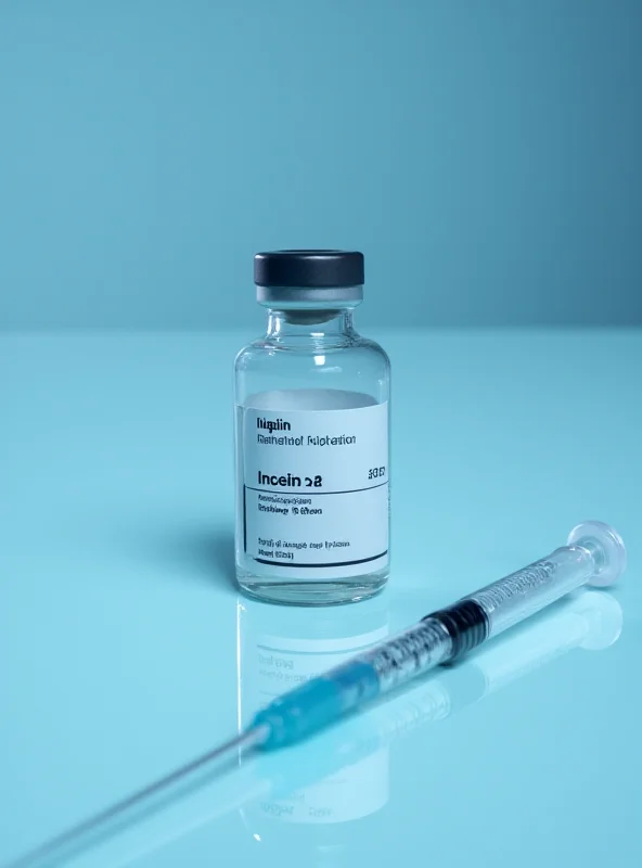 A close-up of a vial of insulin and a syringe.