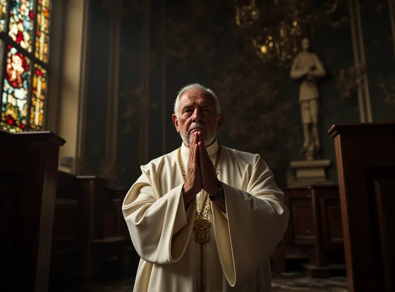 Pope Francis praying in a chapel