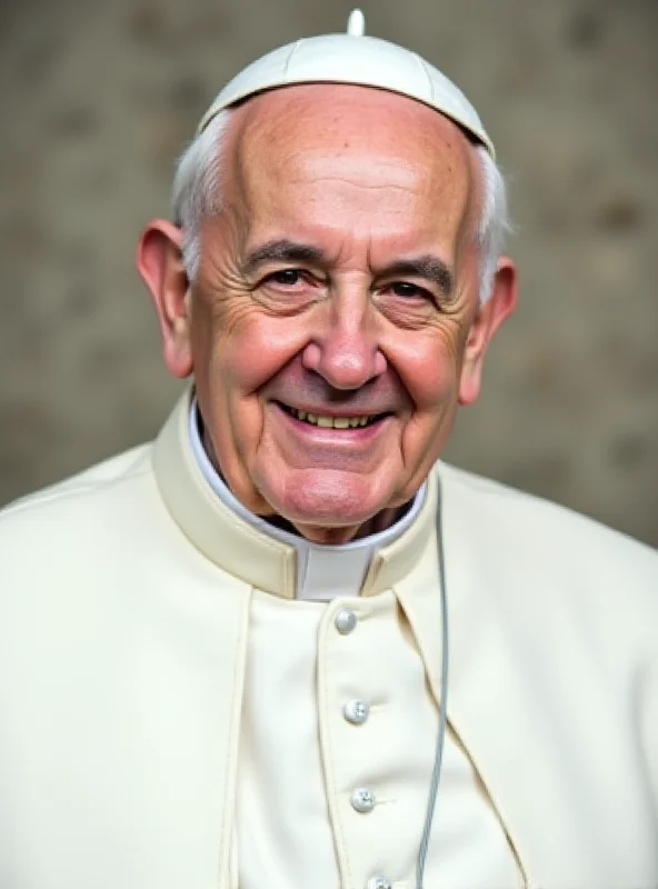 Pope Francis in white robes, smiling gently