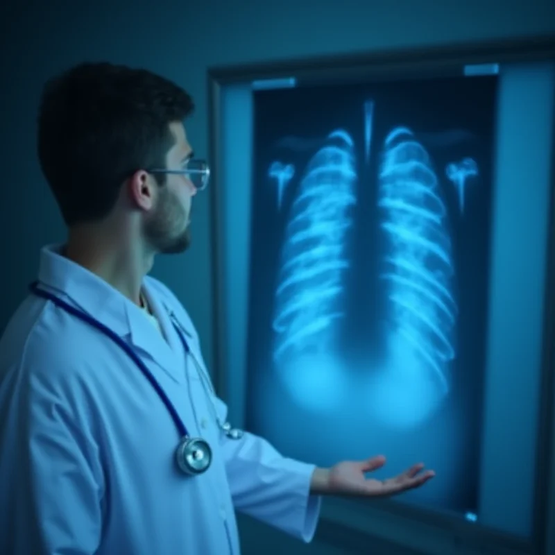 A doctor examining an x-ray of lungs