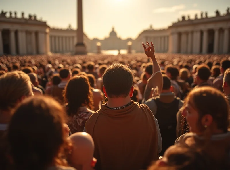 People gathered in St. Peter's Square listening to an audio message