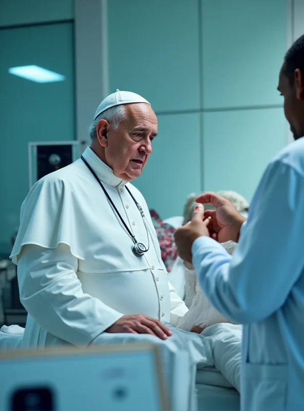 A doctor checking Pope Francis' vital signs in a hospital room.