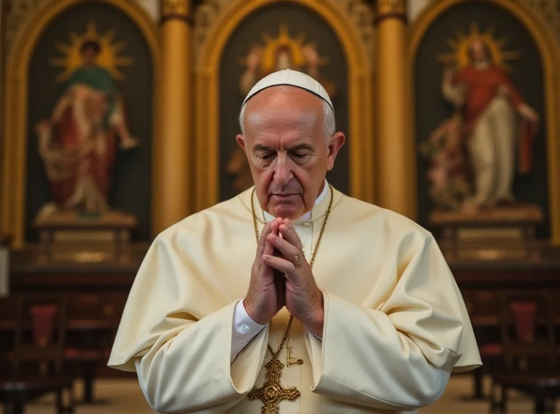 Pope Francis praying in the Vatican