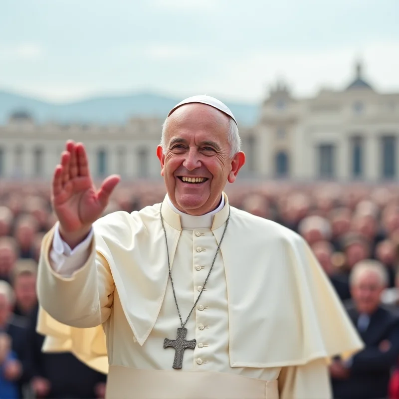 Pope Francis waving to a crowd