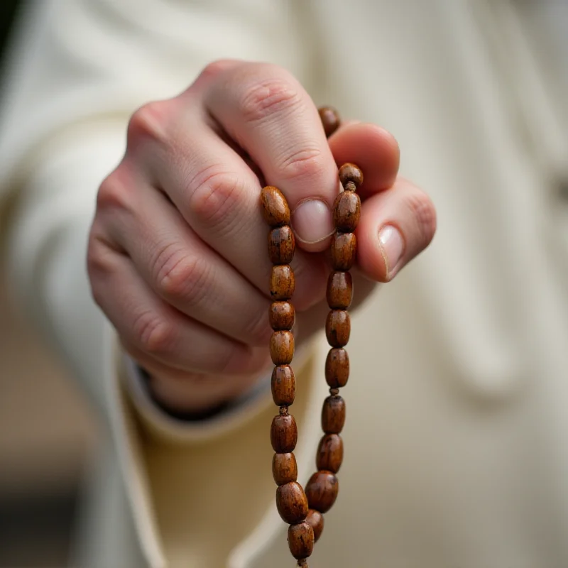 Close-up of Pope Francis's hand holding a rosary