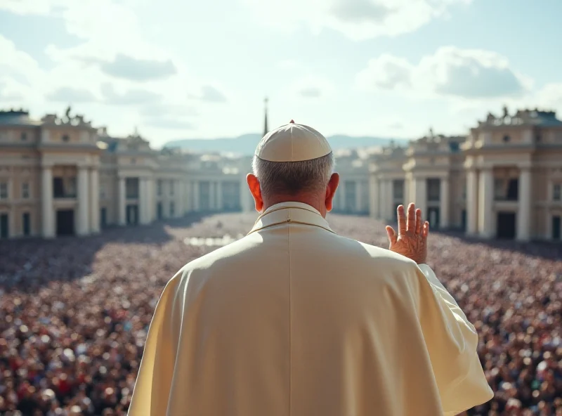 Pope Francis waving to a crowd from a balcony