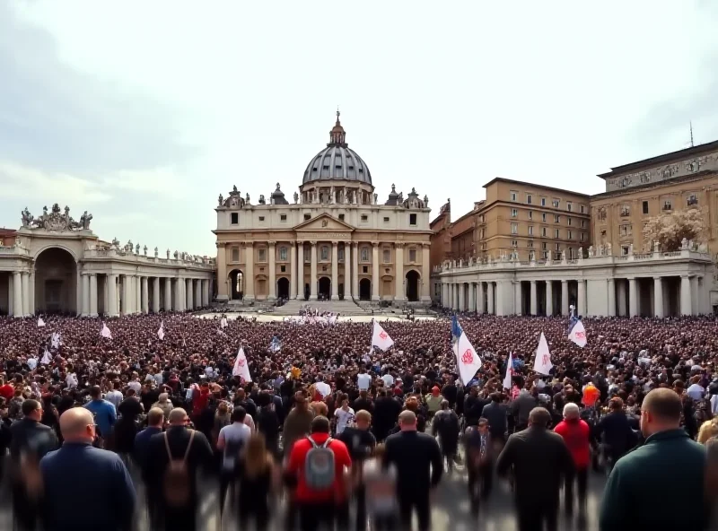 St. Peter's Square at the Vatican with crowds of people during a papal address.