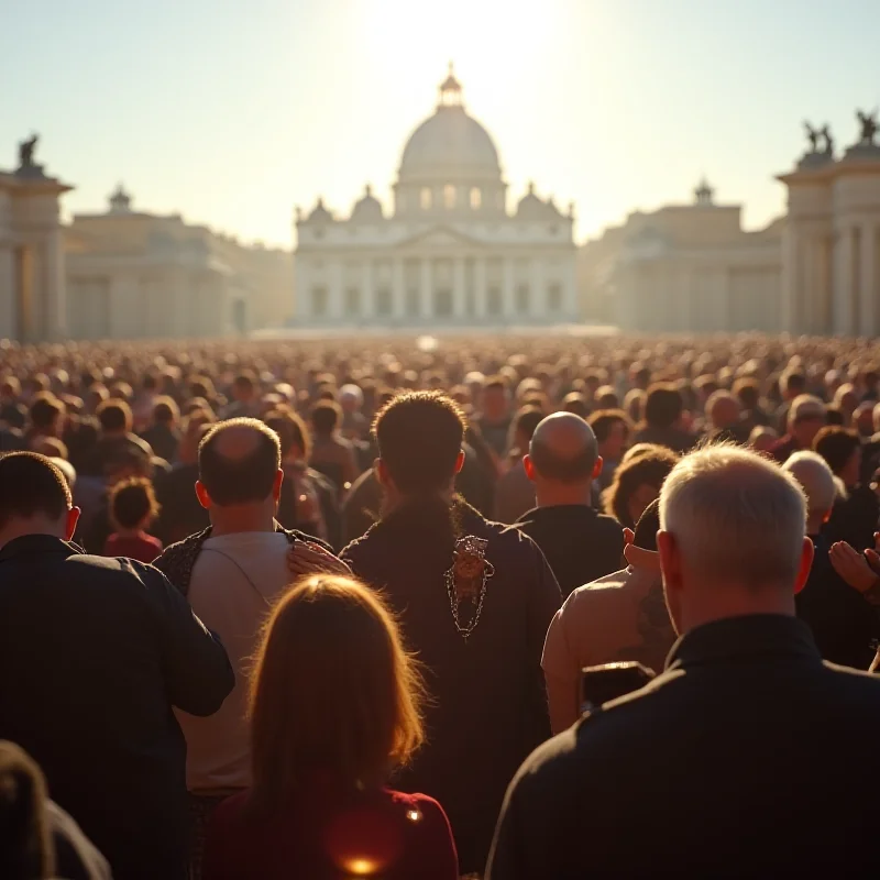 Crowds gathered in St. Peter's Square, praying.