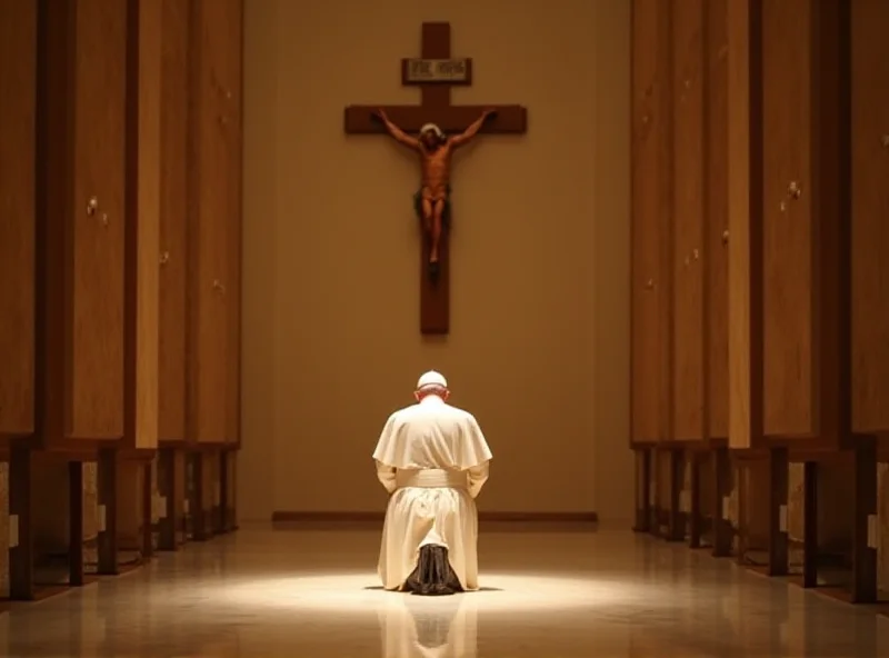 Image of the Pope praying in a chapel