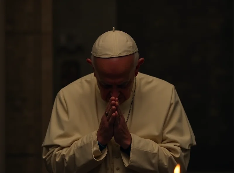 Pope Francis praying in a chapel