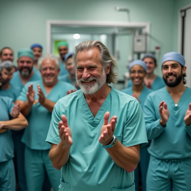 Medical staff applauding Marco Cecchi