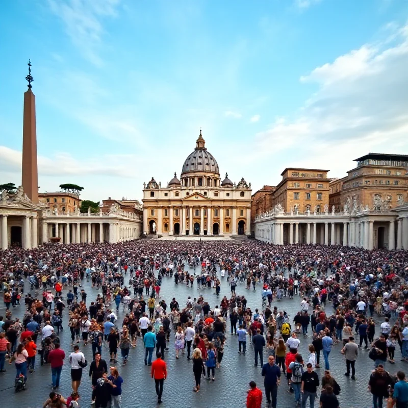 A view of St. Peter's Square with people gathered