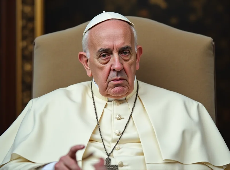 Pope Francis in prayer, looking tired but determined.