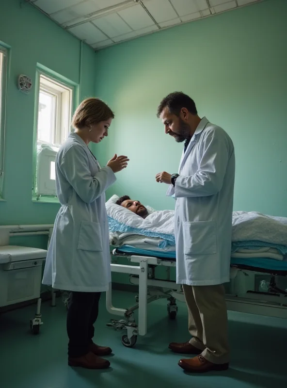 A doctor in a Ukrainian hospital examining a patient.