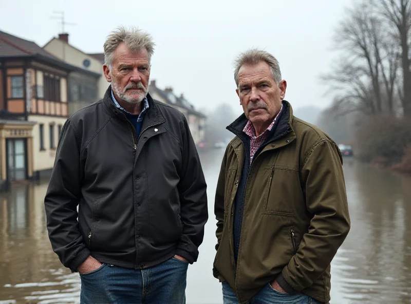 Robert Habeck and Markus Söder standing in a flooded area during a flood in Bavaria.