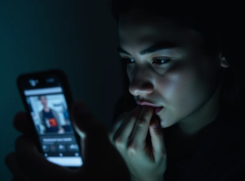 Image of a concerned person looking at a phone screen