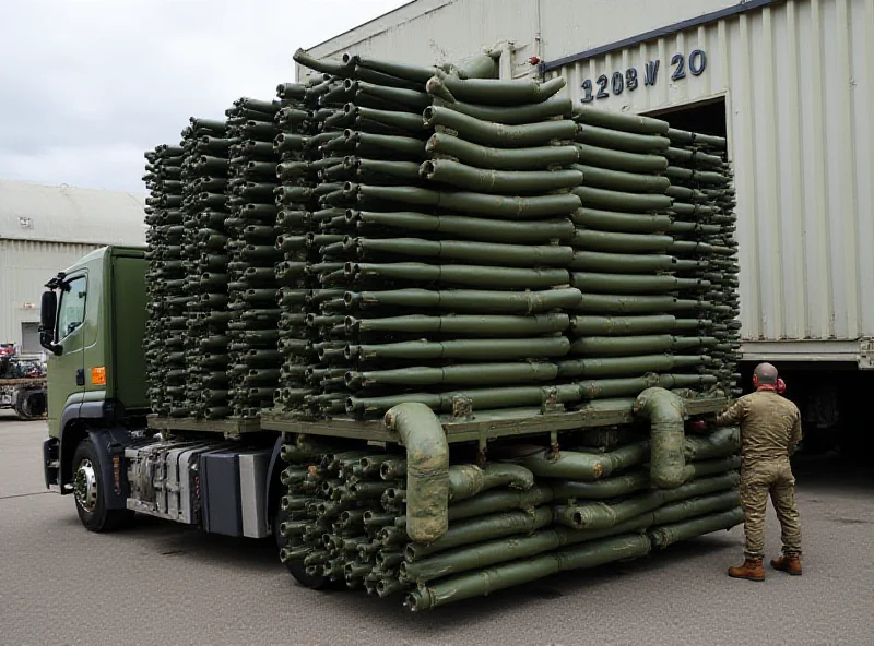 Artillery shells being loaded for shipment to Ukraine.