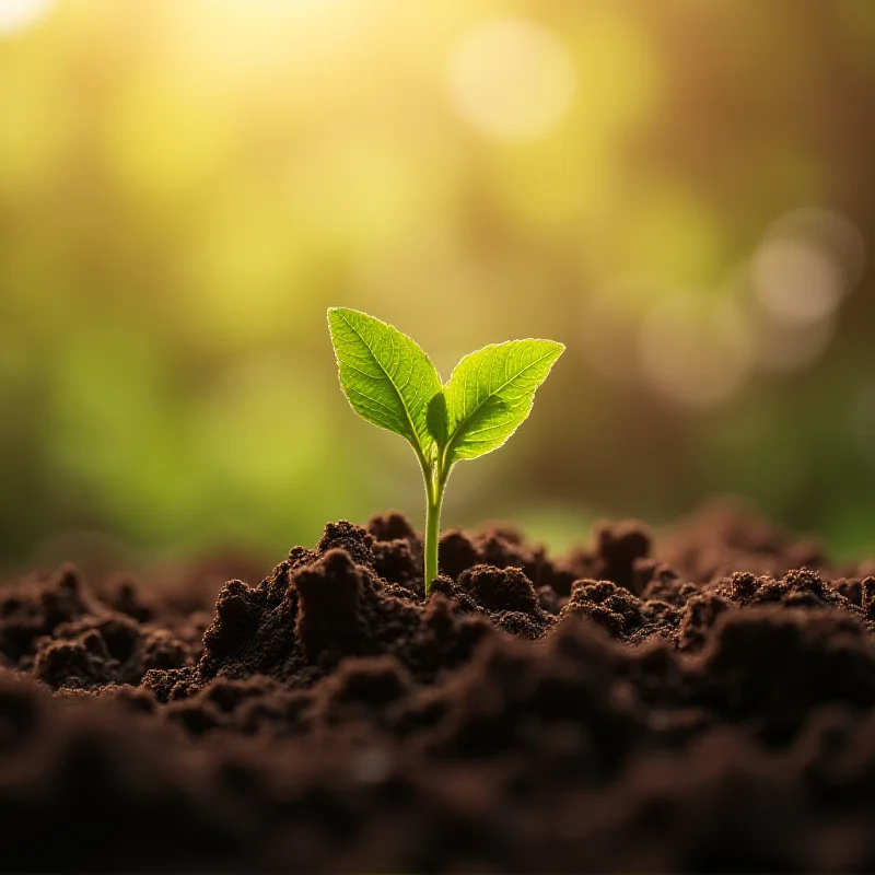 A single hand planting a small seedling in fertile soil, symbolizing growth and positive change.