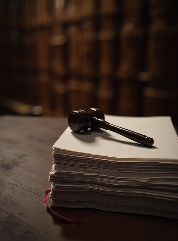 A gavel resting on a stack of legal documents, symbolizing a judicial investigation.