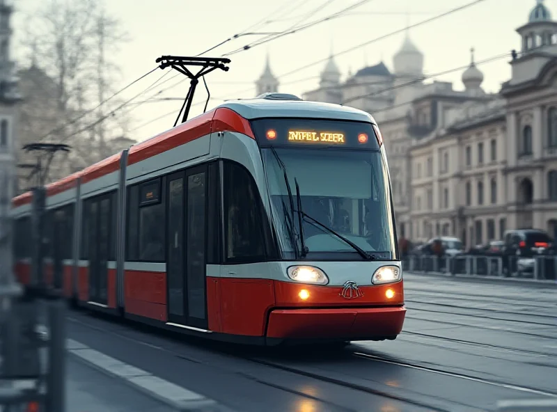 Illustration of a Prague tram with a sad face superimposed, representing the incident.