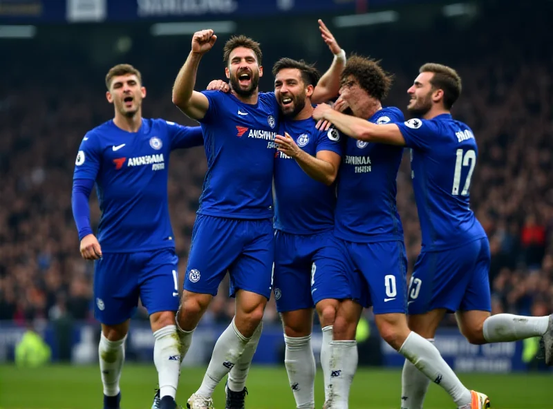 Chelsea players celebrating a goal